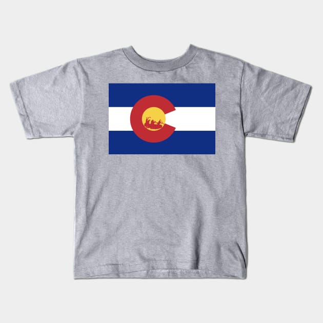 Colorado Flag Rafting Kids T-Shirt by chriswig